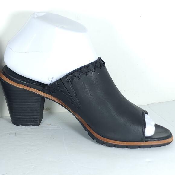Sorel Women's Nadia US 7 Black Leather Stitching Slip On Mules Sandals Shoes - Picture 7 of 16